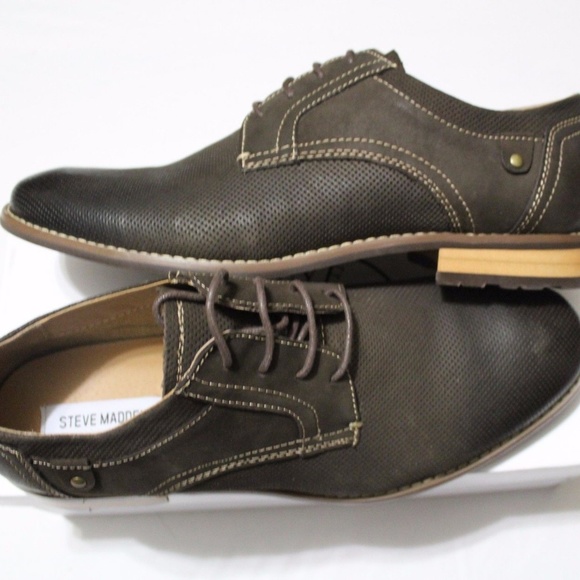 STEVE MADDEN P-DIVERT BROWN PERFORATED DERBY SHOES main image 5